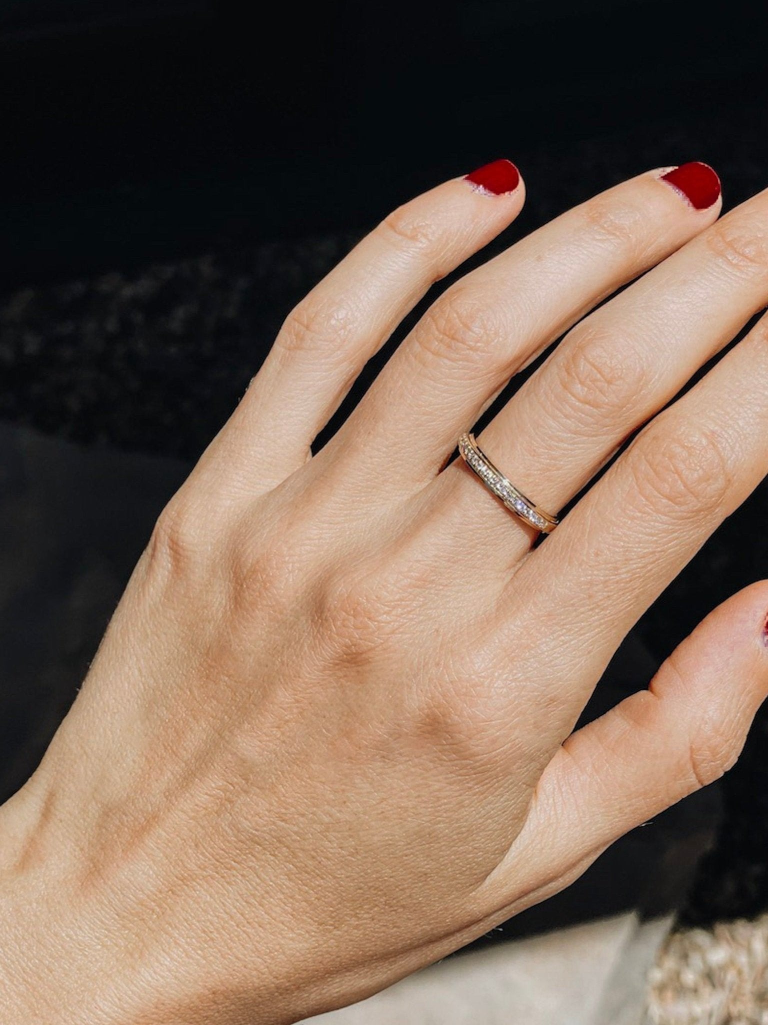 Track Ring with Pavé White Diamonds